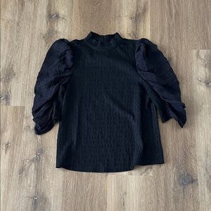THML Black Blouse with Puff Sleeves